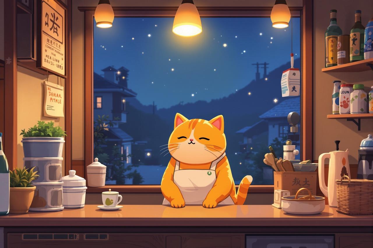 夸克短剧 - 深夜食堂·猫町篇 - 深夜疗愈动漫短剧封面